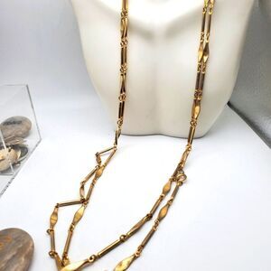 Gold toned sway downton abbey necklace‎ layered look